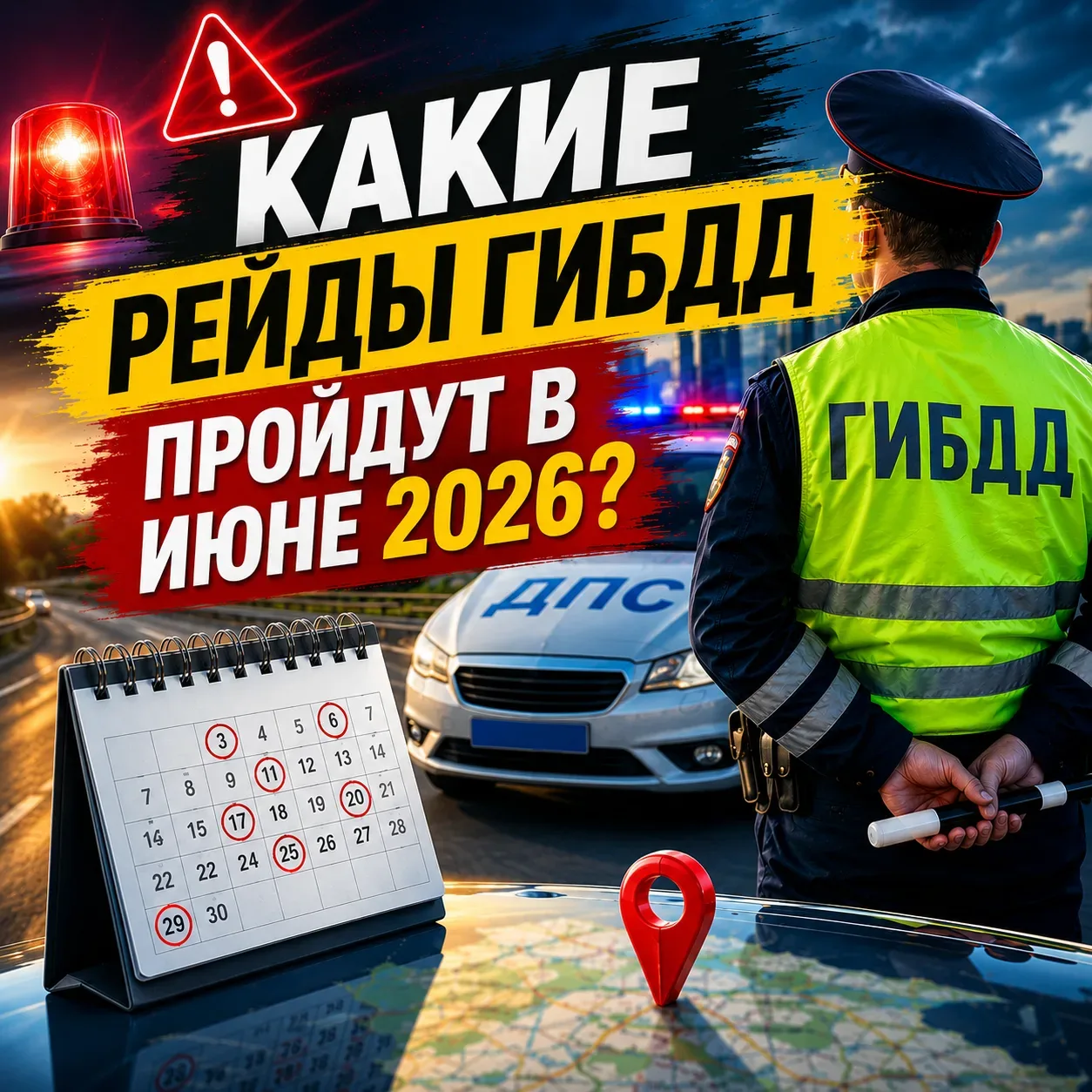 Какие рейды ГИБДД пройдут в июне 2026?

«Нетрезвый водитель» — 5, 6, 7, 12, 13, 14, 19, 20, 21, 26, 