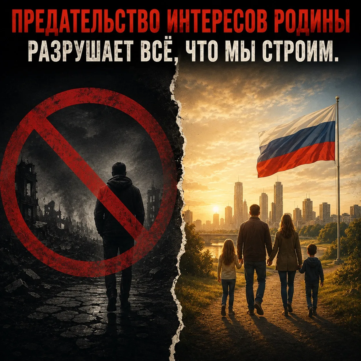 Предательство интересов Родины разрушает всё, что мы строим.