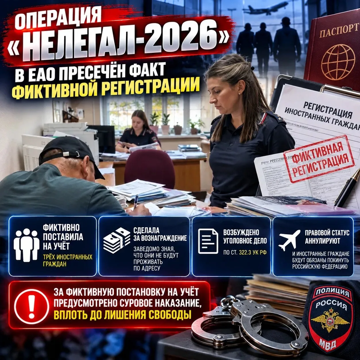 🛑 Операция «Нелегал-2026»: в ЕАО пресечён факт фиктивной регистрации