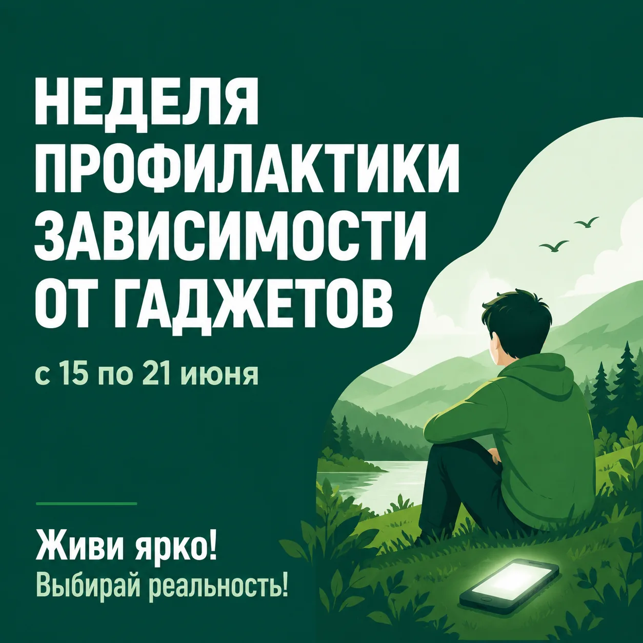 Берегите себя: Неделя борьбы с зависимостью от гаджетов (15-21 июня) 
 
📱 Чувствуете, что телефон с
