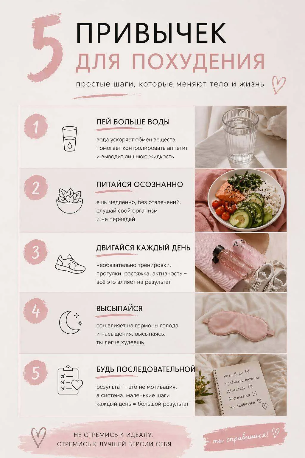 ✨ 5 привычек для похудения без жестких диет

Маленькие действия каждый день дают большой результат �