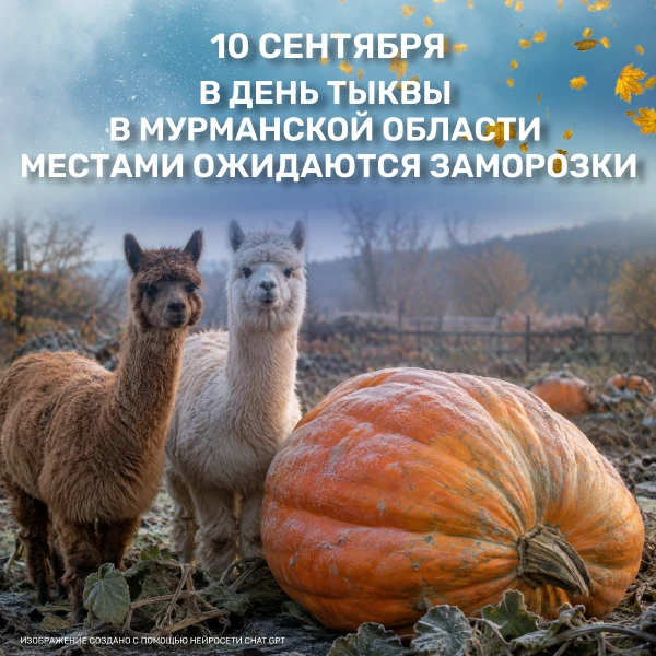 🍁 В Кольском Заполярье 10 сентября, в День тыквы и День альпаки, ночью и утром будет т...