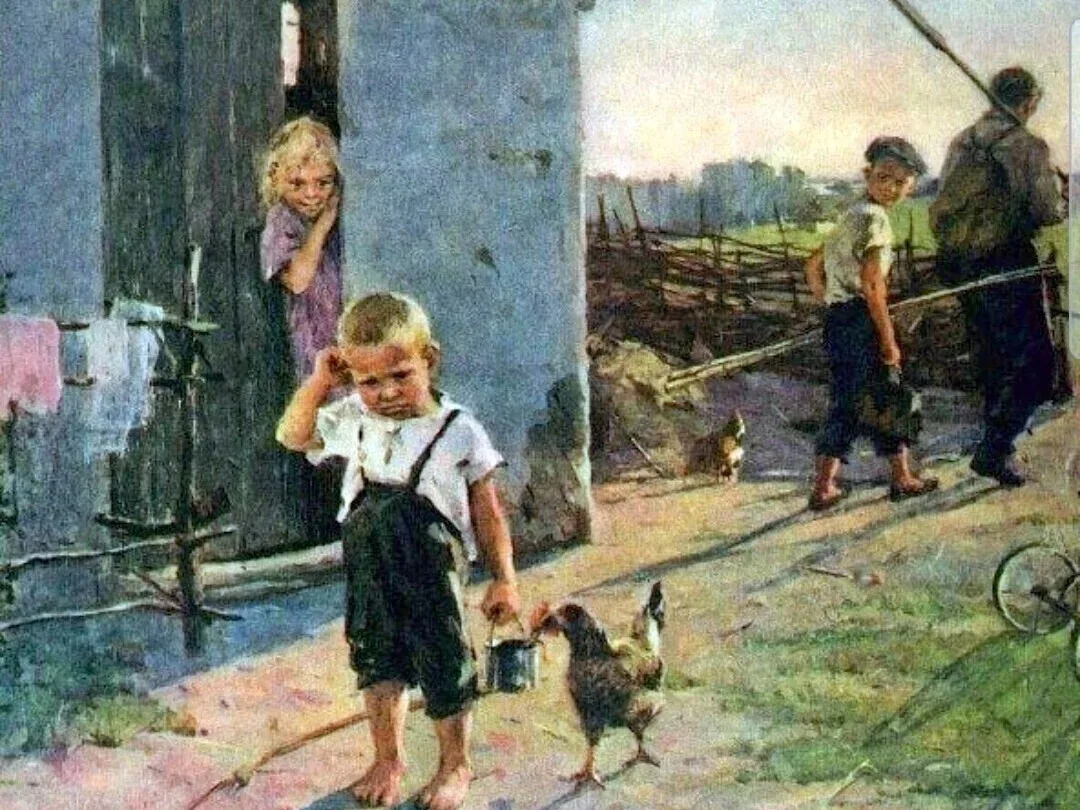 Маленький парнишка стоит посреди двора, чешет затылок и никак не может понять - почему ...
