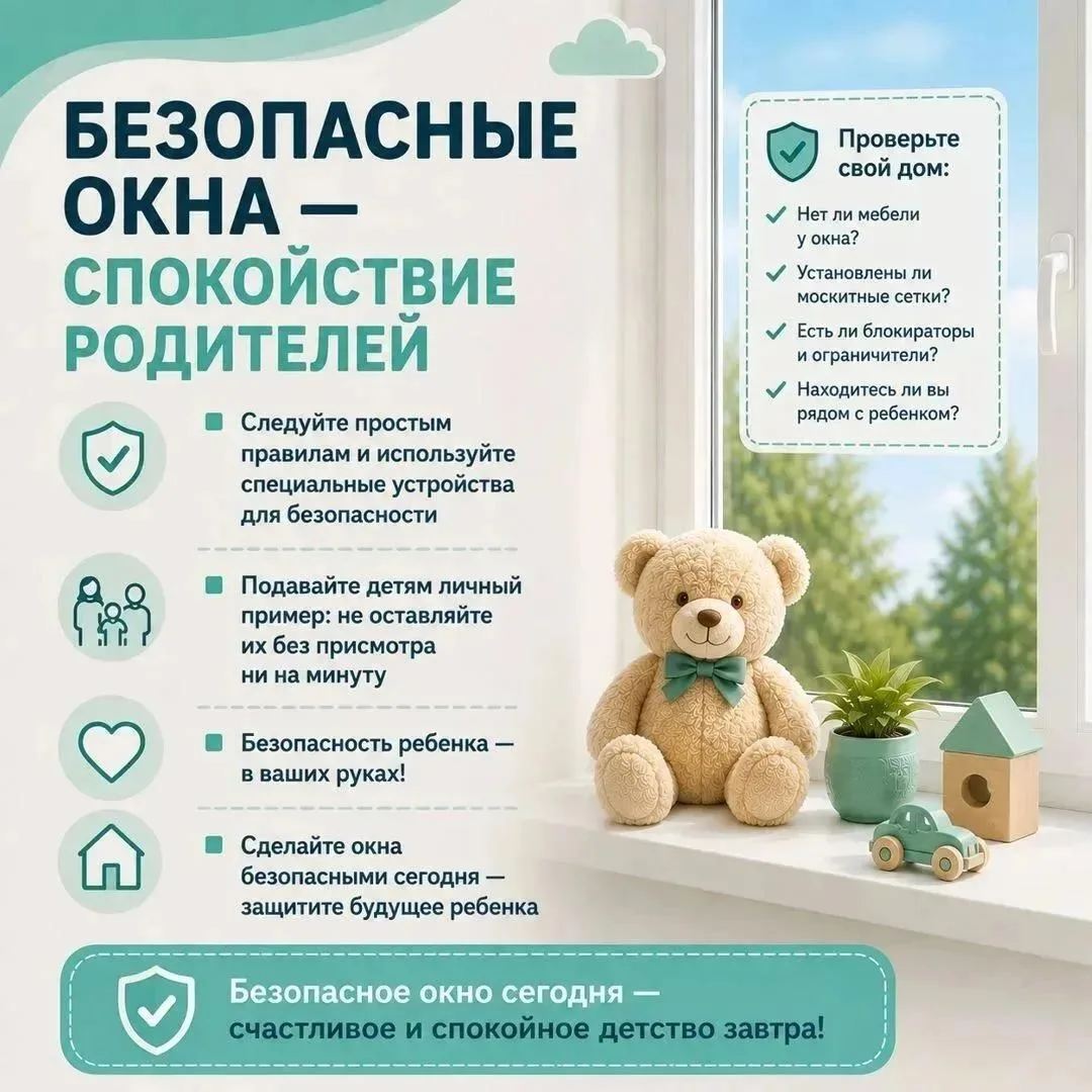 ❗Открытое окно может быть опасно для ребенка.