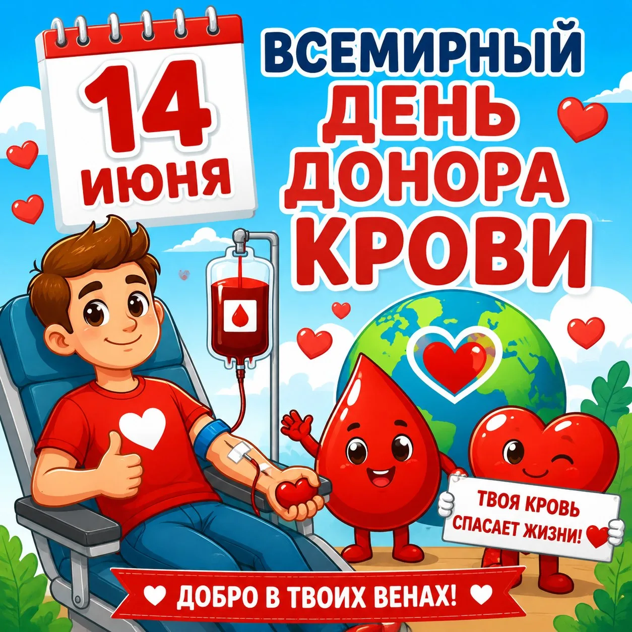 14 июня — Всемирный день донора крови 💉❤️

Сегодня не просто дата в календаре. Сегодня день, когда 