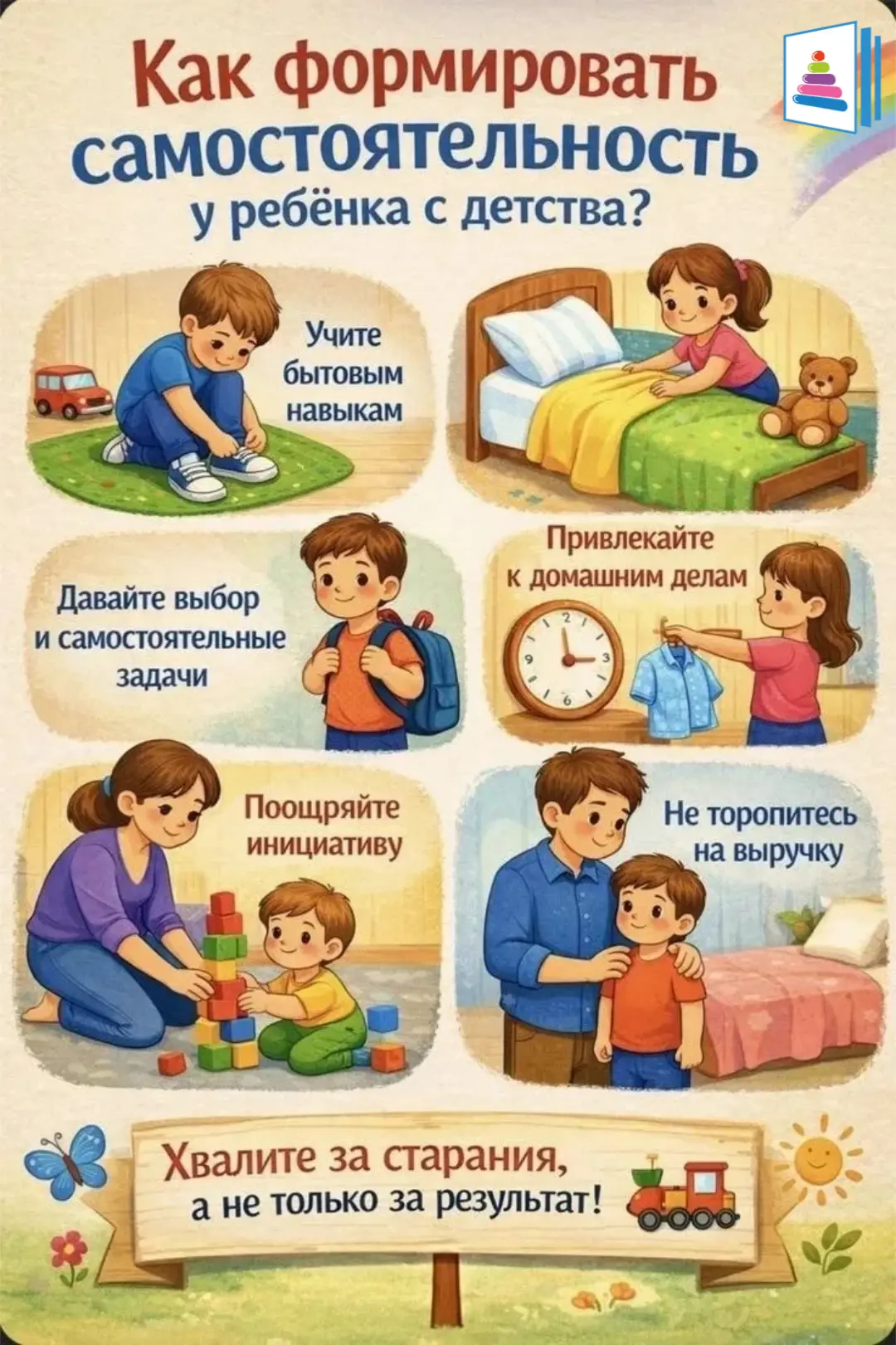 📍Самостоятельность- это не врожденный талант, а навык, который формируется шаг за шагом с самого ра