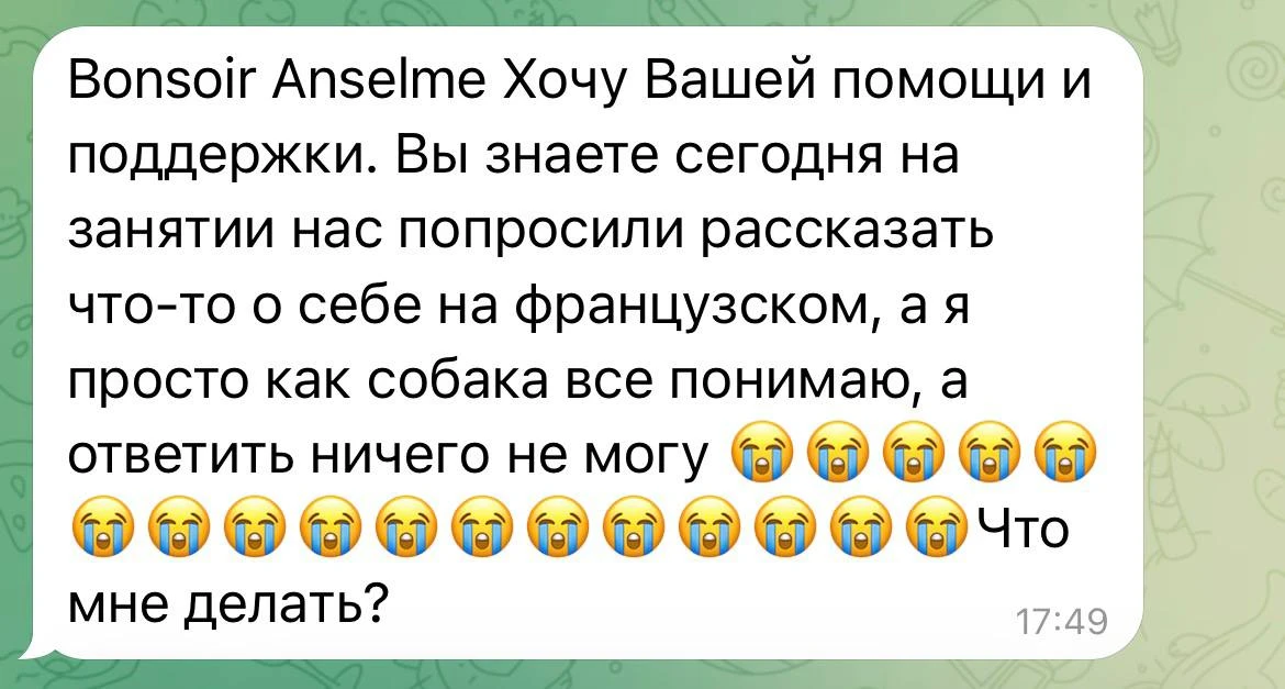 «А теперь расскажите что-нибудь о себе на французском»
