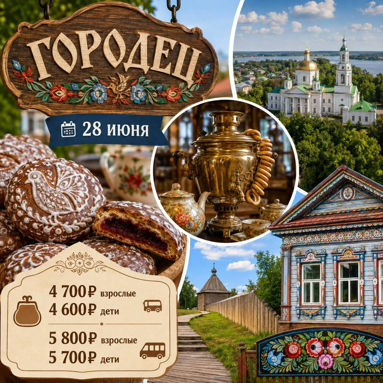 ГОРОДЕЦ за один день: пряники, самовар, история☕

📅 28 ИЮНЯ

Что в программе:
🔸 Частная пекарня «А