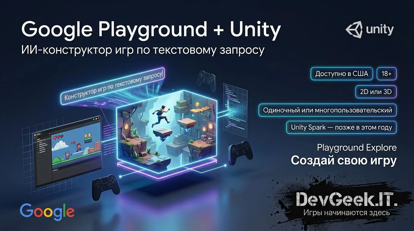 **Google и Unity запустили Playground: ИИ-конструктор игр по текстовому запросу**