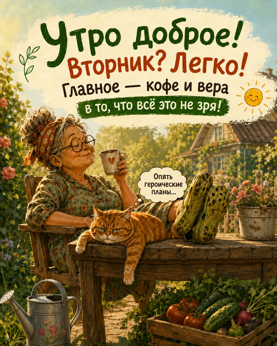 Доброе утро!  
Пусть день будет лёгким, удачным и обязательно с минуткой для себя!

🌿 Сад, дом и ую