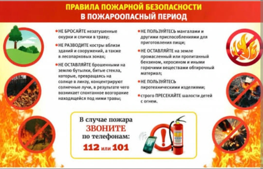 Что делать, если вы обнаружили возгорание?

• Не пытайтесь тушить сильный степной пожар самостоятель