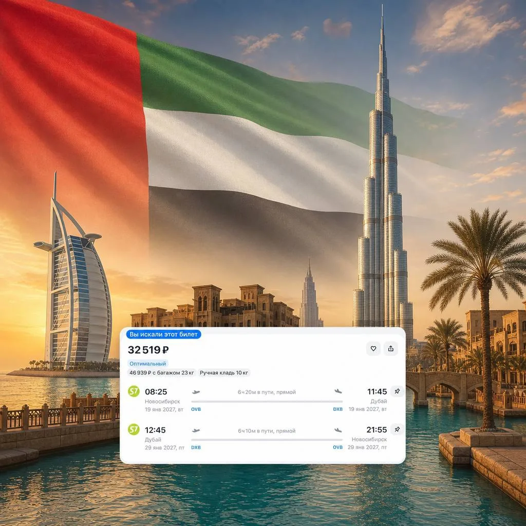 Улететь из Новосибирска
в 🇦🇪 ОАЭ
 
Новосибирск — Дубай —
Новосибирск

✈️19 января – 29 января
🎟️ 