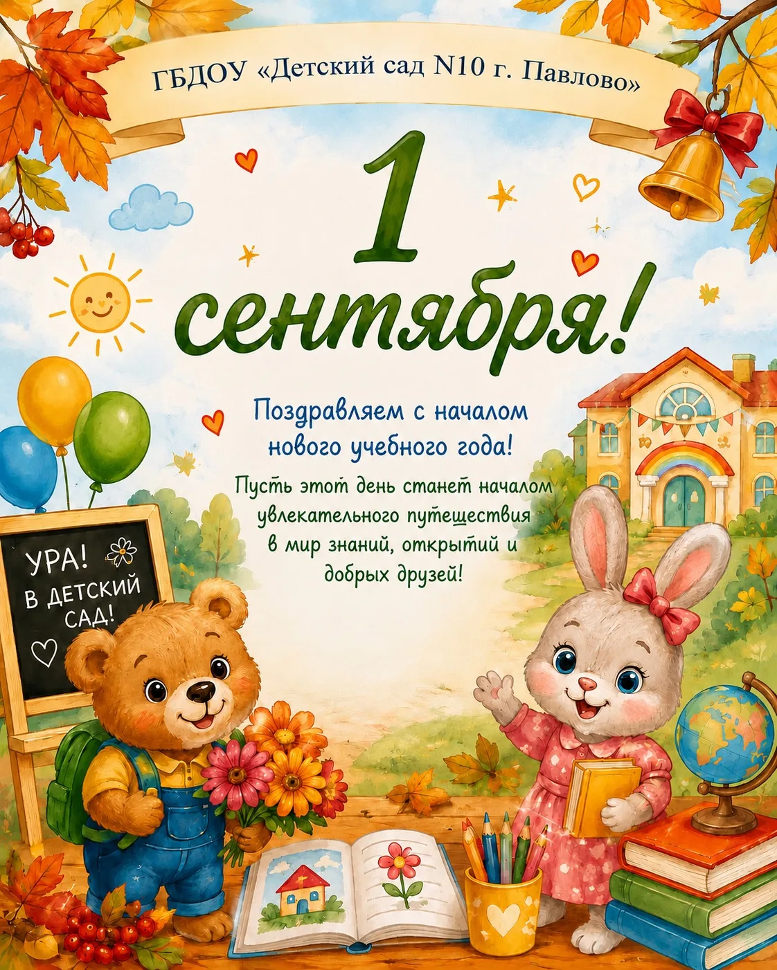 🍁 Дорогие наши дети и уважаемые родители! Поздравляем вас с 1 Сентября!