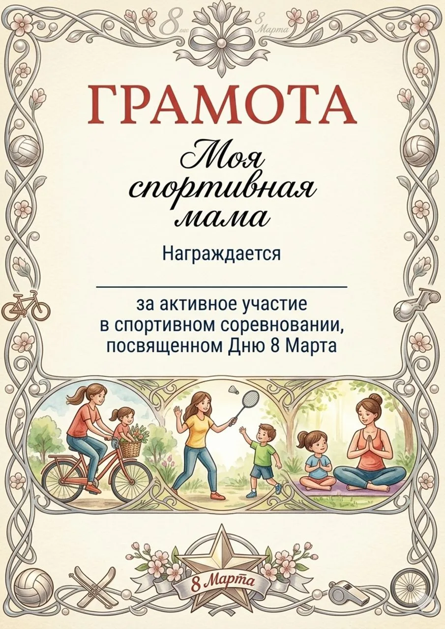 Бесплатности! ❤ 
Грамота "Моя спортивная мама" 3 варианта
Только для личного использования, ЗАПРЕЩЕН