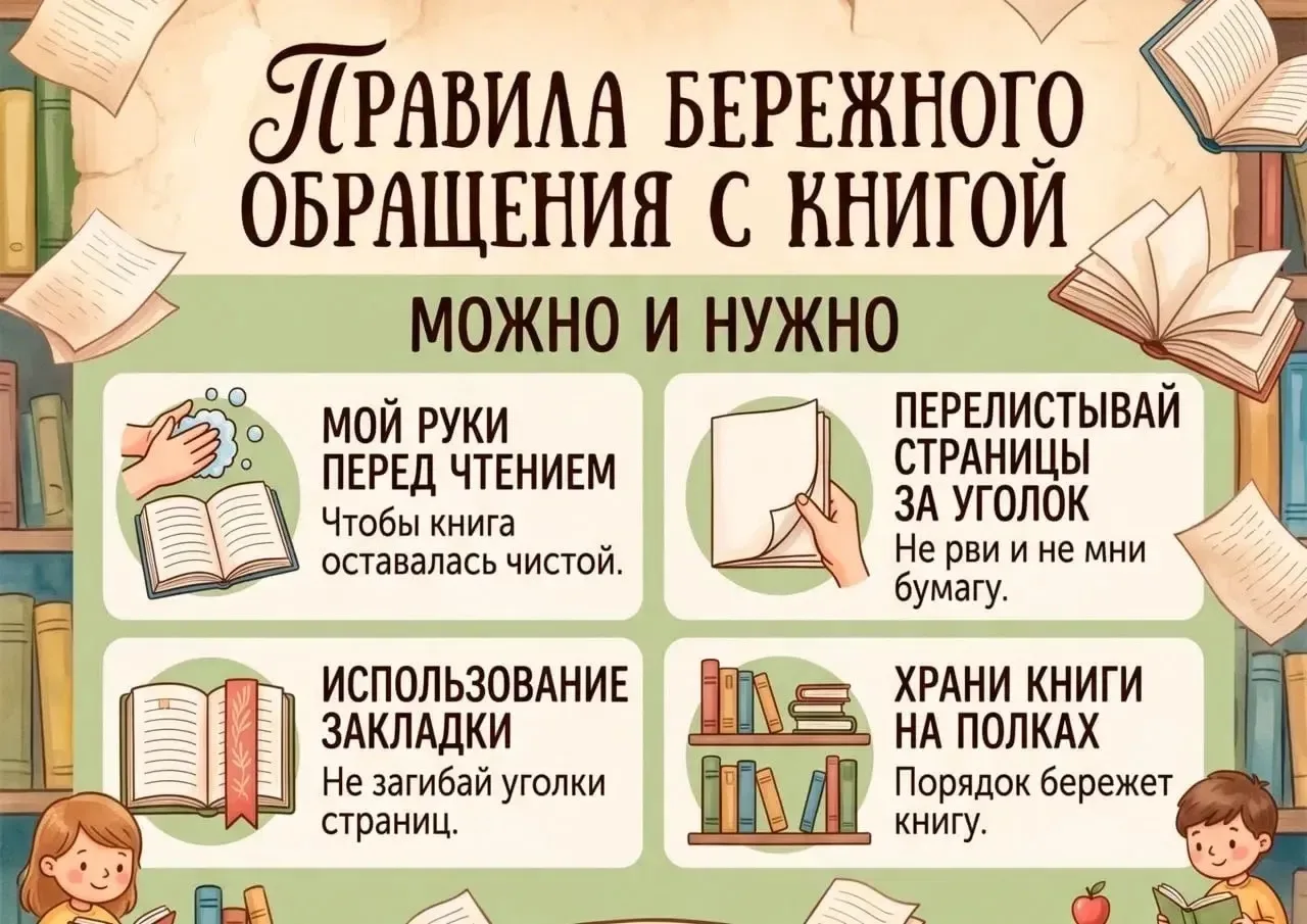 Правила обращения с книгой для детей помогают сохранить её в хорошем состоянии и продли...