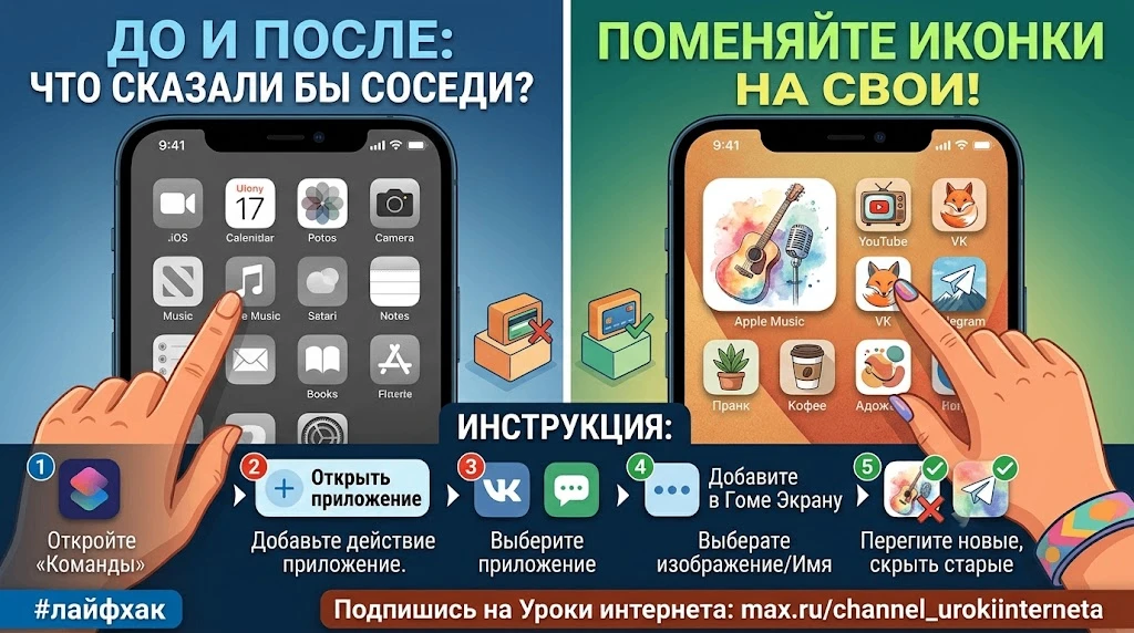 Надоели одинаковые серые значки приложений на экране? Поменяйте их на свои