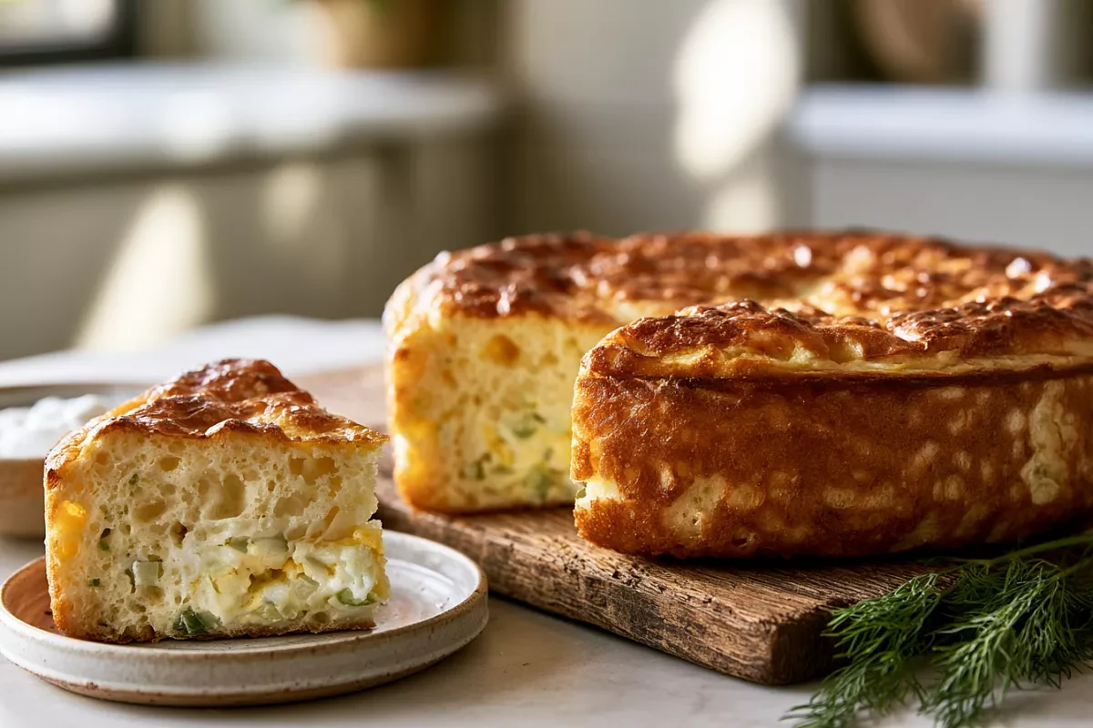 🥧 Воздушный заливной пирог с яйцами и сыром