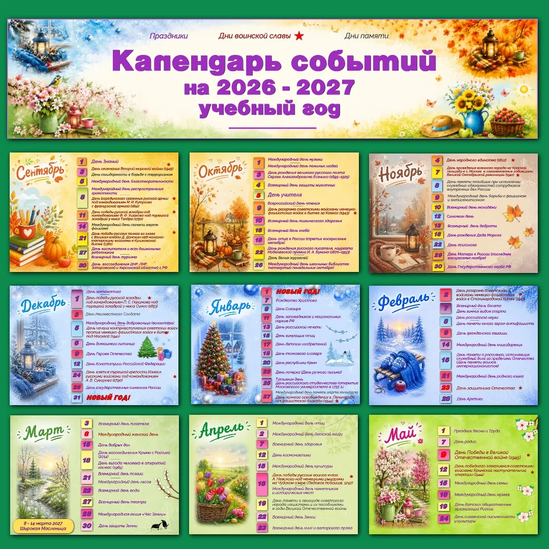 📆 Календарь событий на 2026 - 2027 учебный год