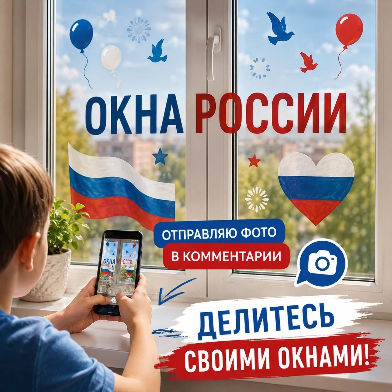 🇷🇺✨Сковородинский округ, покажите, как вы украшаете свои окна ко Дню России✨🇷🇺