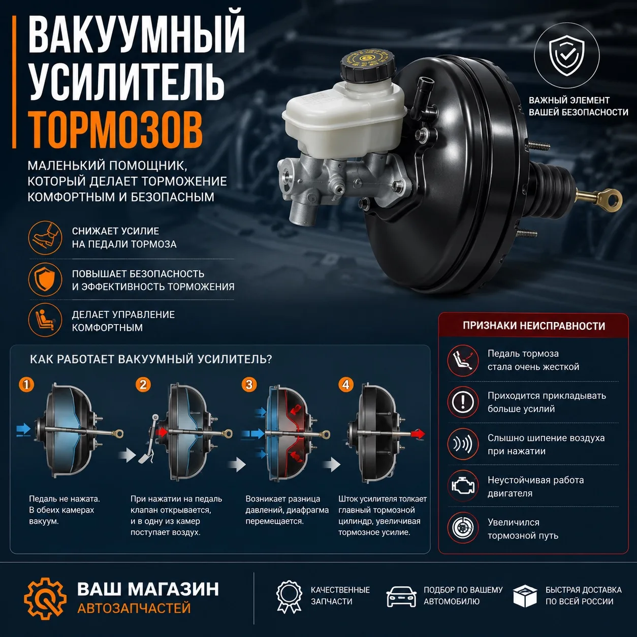 Вакуумный усилитель тормозов: комфорт и безопасность при каждом торможении

🚗Вакуумный усилитель то