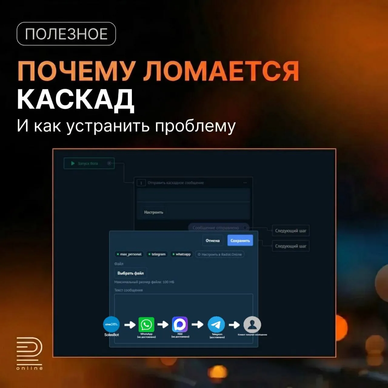 🆘 Почему ломается каскад в Salesbot, если клиент уже написал первым