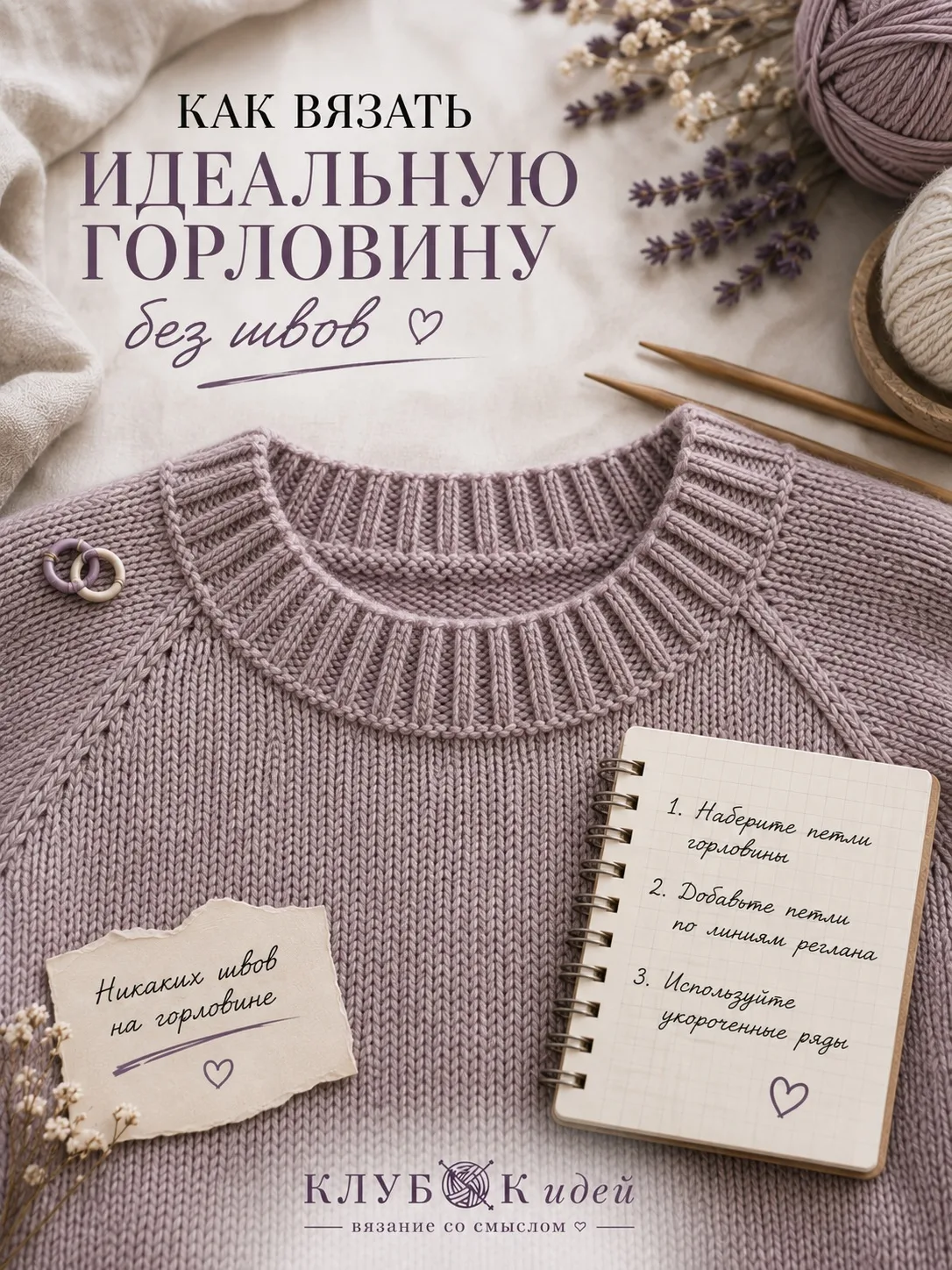 Как вязать идеальную горловину без швов