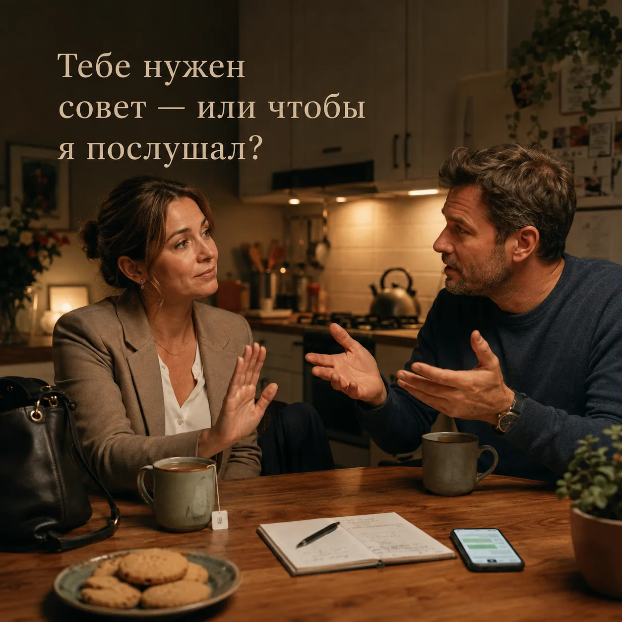 Она пришла домой после тяжёлого дня и сказала мужу:
