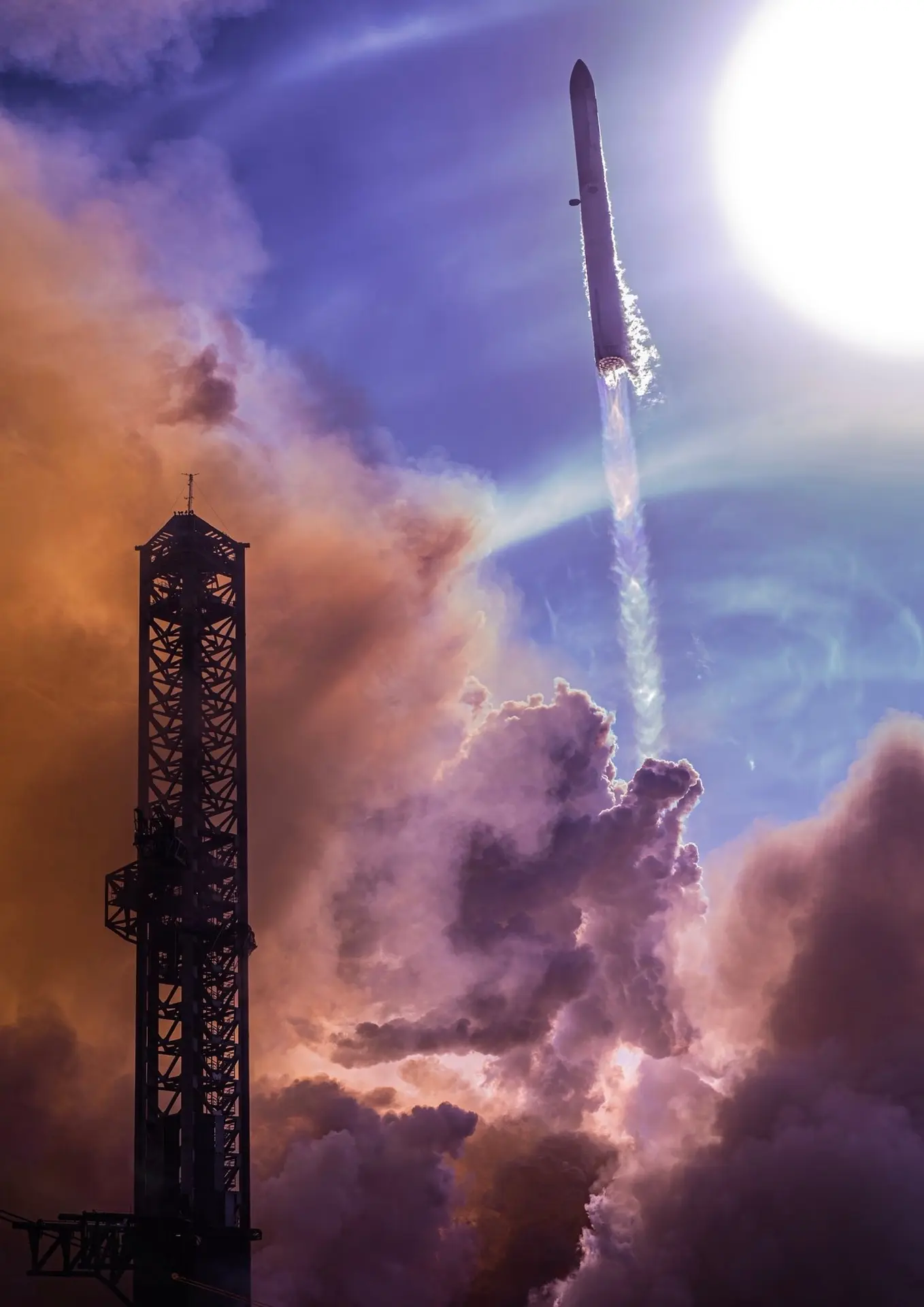 Просто несколько красивых снимков недавнего полёта Starship V3 🚀