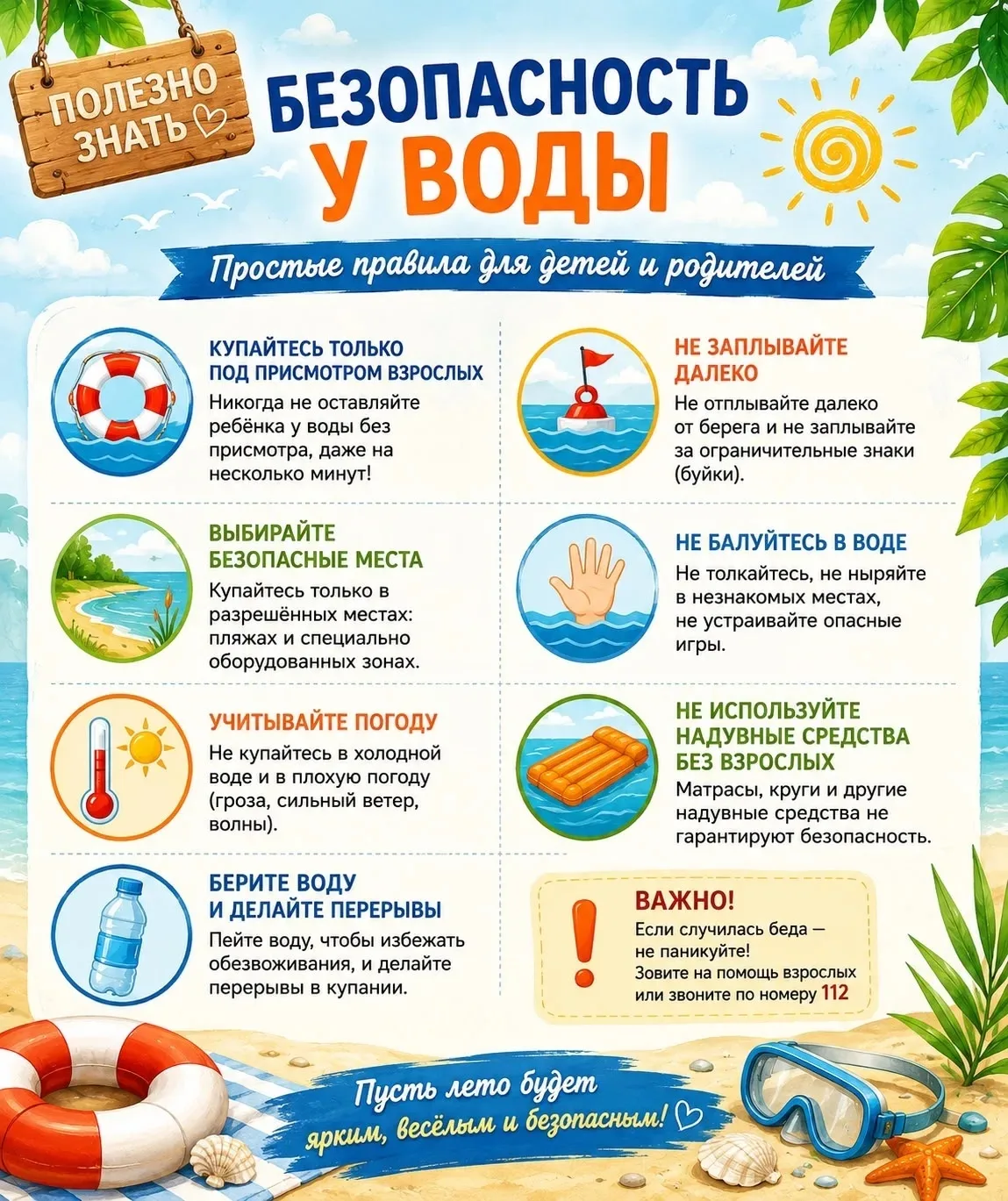 🌊 С началом купального сезона возрастает число происшествий на воде.

С каждым годом фиксируется вс
