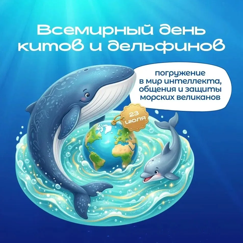 🐳 СЕГОДНЯ ДЕНЬ КИТОВ И ДЕЛЬФИНОВ: ТРИ УДИВИТЕЛЬНЫХ ФАКТА О ВЛАСТЕЛИНАХ ОКЕАНА 🐬

📝 23 июля во все