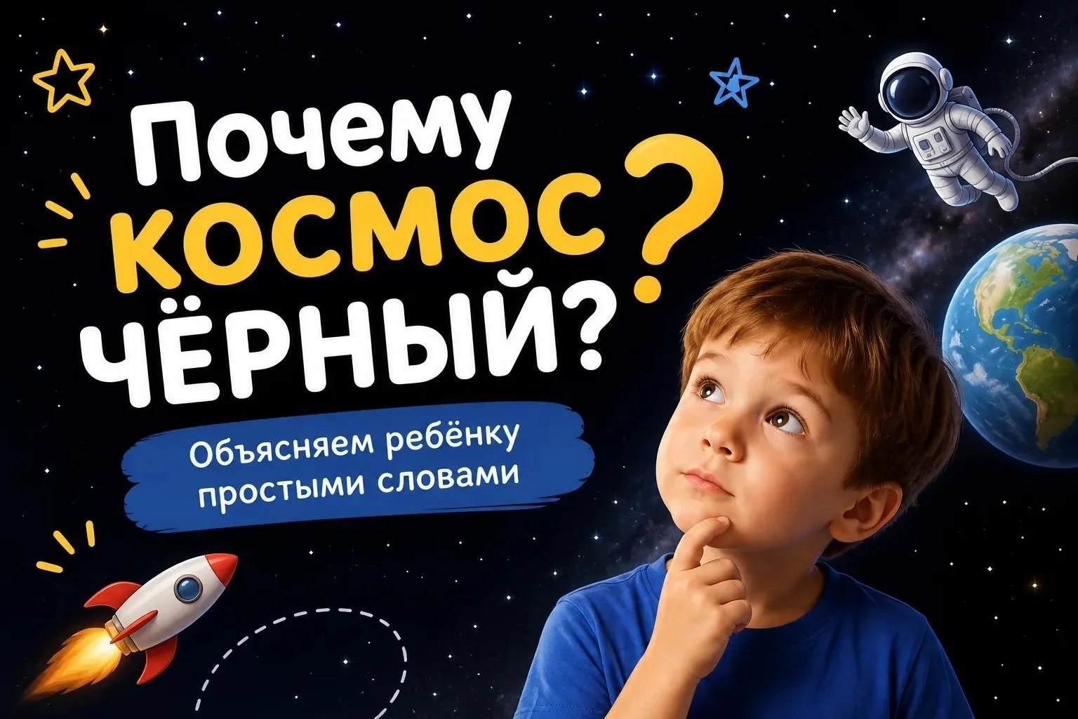 🚀 Вопрос ребёнка «Тогда почему космос чёрный?» может поставить в ступор, но не спешим ...