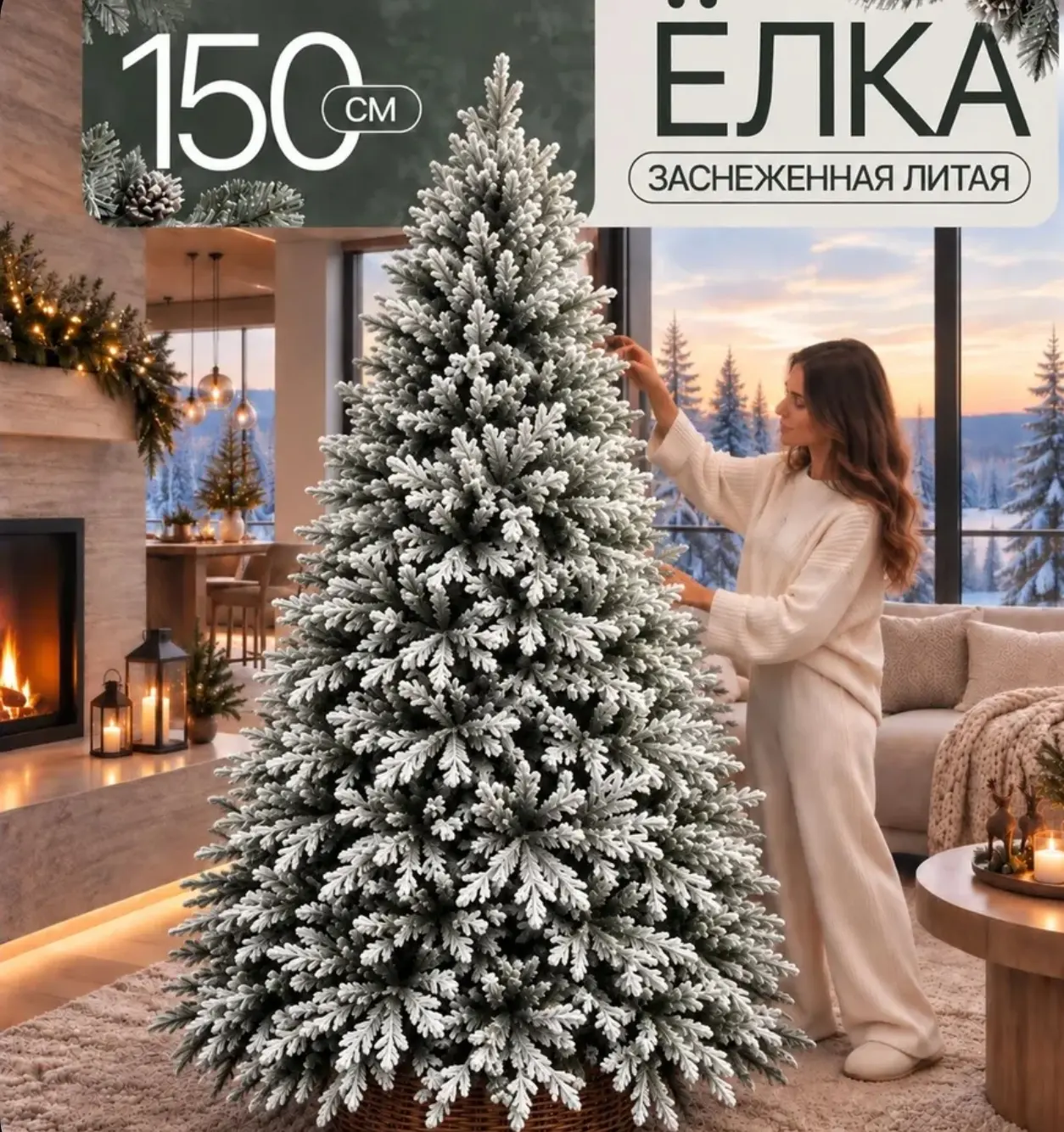 🛒 Елка заснеженная литая, 150 см