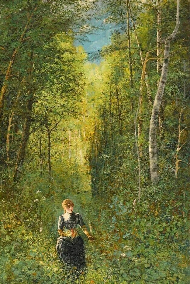 «Девушка, собирающая цветы в лесу» – Виктор Васнецов, 1876 г.