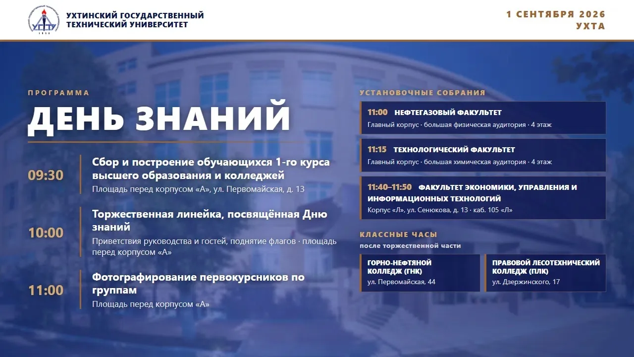 День знаний в УГТУ: программа празднования