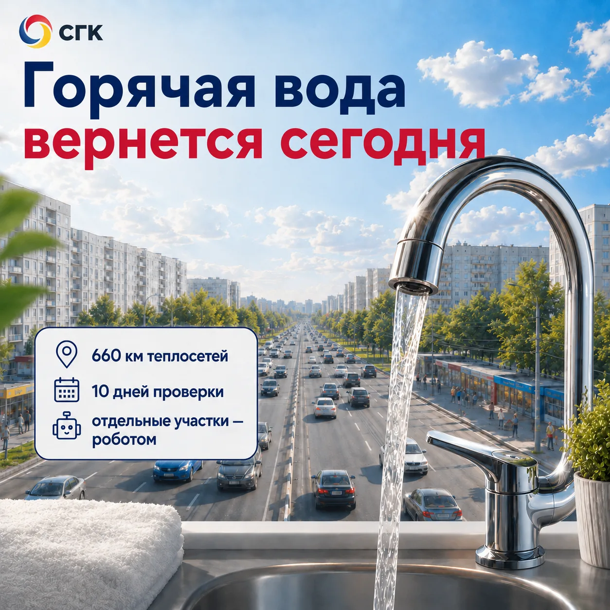 ⚡️Сегодня горячая вода вернётся раньше планируемого срока ещё по нескольким адресам кон...