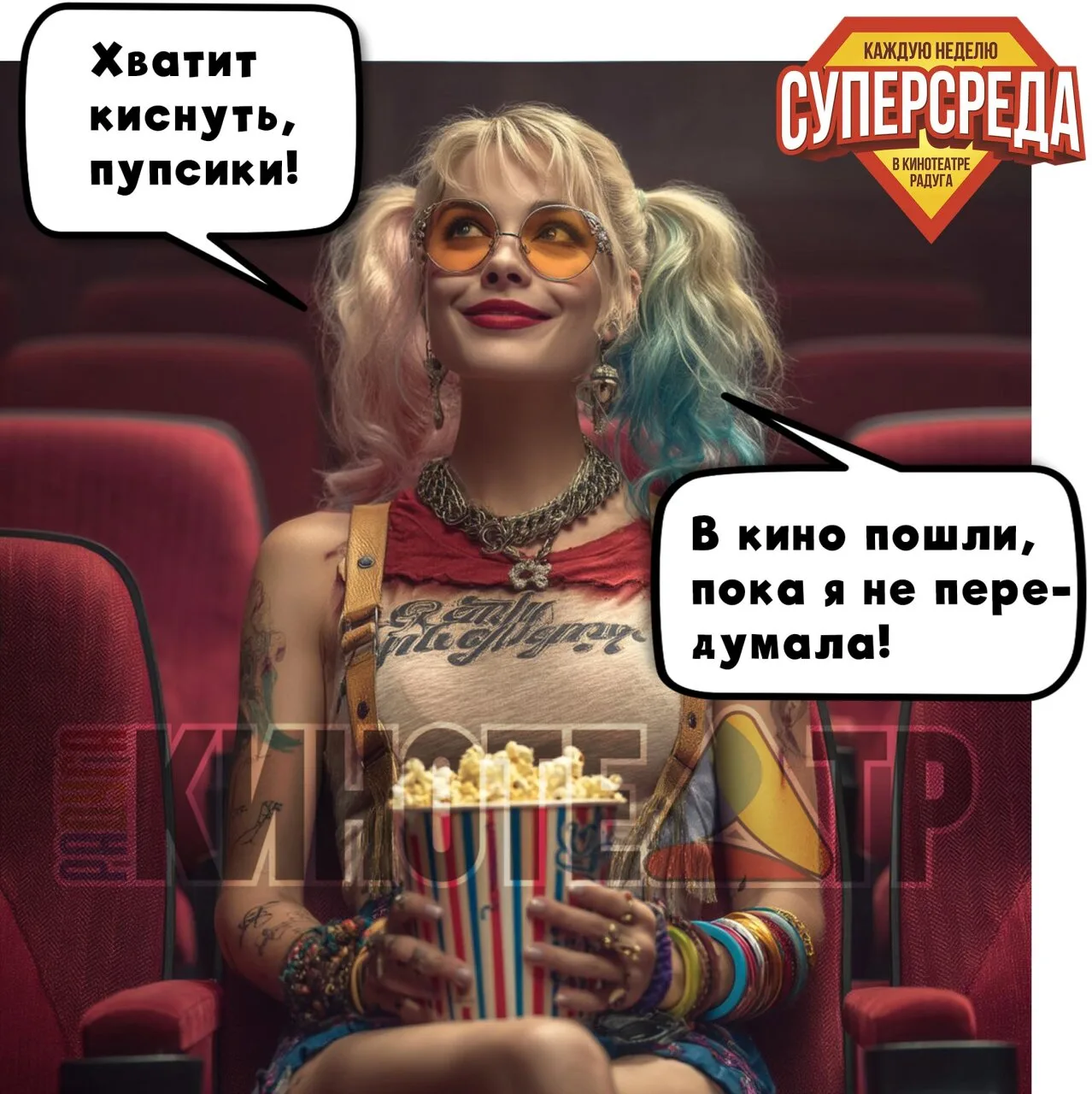 🦹🏻‍♂ Sупер Sреда в Кинотеатре «Радуга»!

22 июля весь день билеты в кино по 150 рублей на следующи
