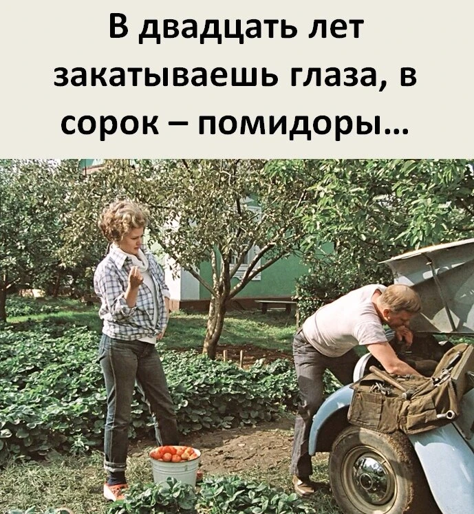 В 20 ЛЕТ — ДРАМА, В 40 ЛЕТ — ДАЧНАЯ ПРОГРАММА!

Ставь реакцию, если у тебя тоже помидоры заменяют вс