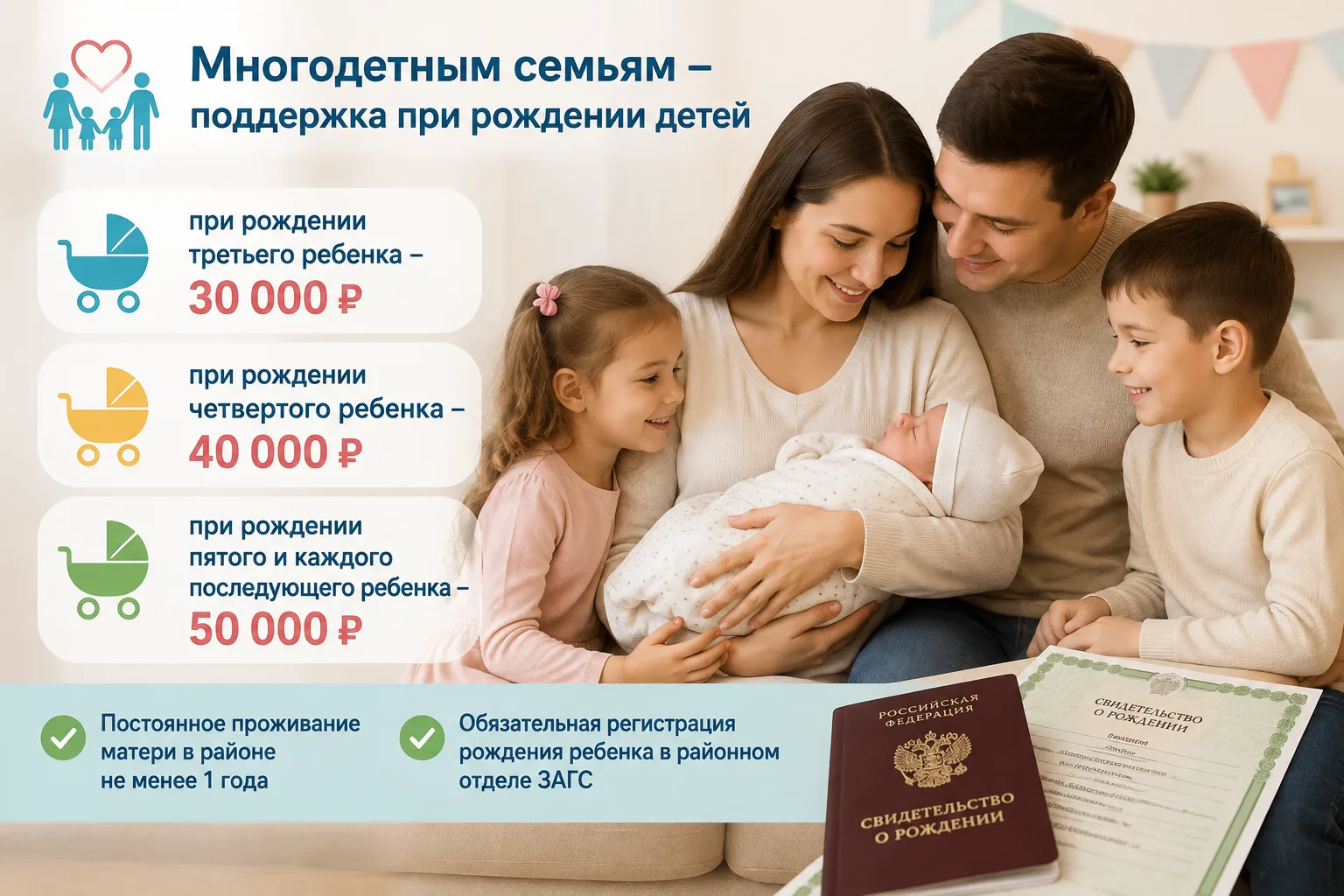 Актаныш районында гаиләдә өченче һәм аннан соң туган балаларга акчалата түләүләр билгел...