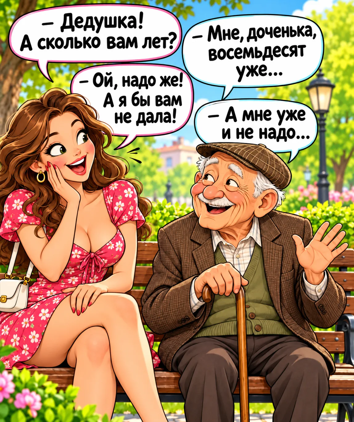 — Дедушка! А сколько вам лет?