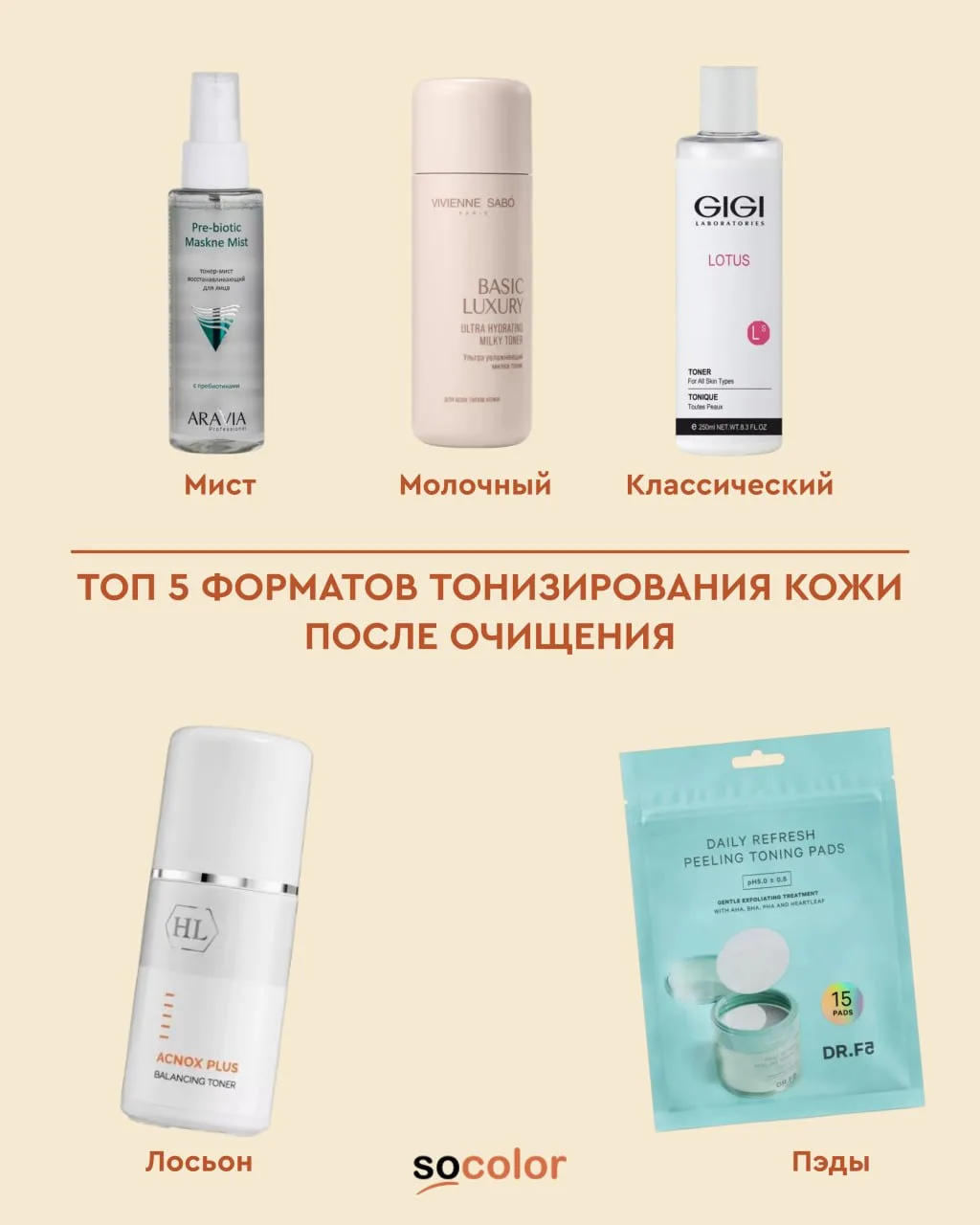 Топ‑5 форматов тонизирования кожи после очищения 🤩