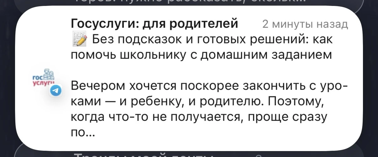 Даже Госуслуги прониклись слезами Давида над прописями. Тут же прилетело уведомление 😀