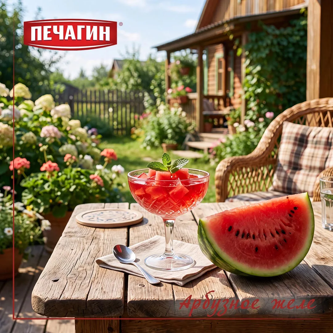 🍉 Арбузное желе с ягодами.