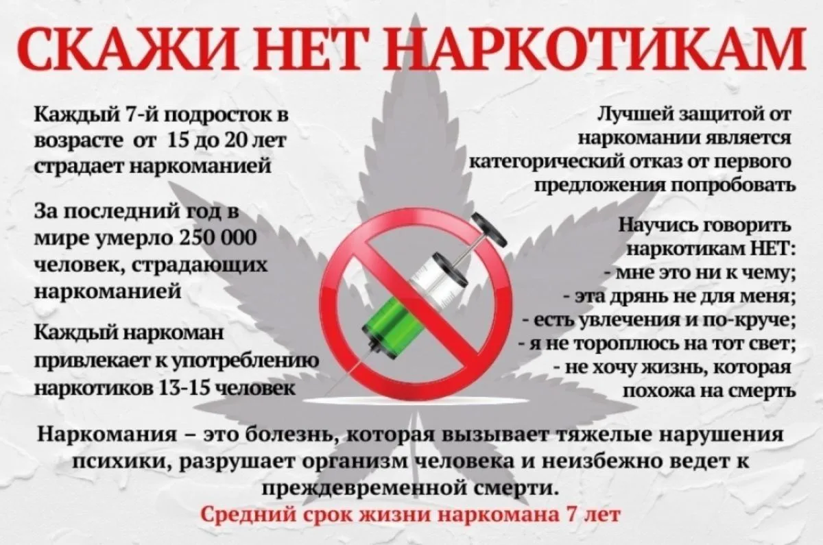 ПАМЯТКА ДЛЯ ПОДРОСТКОВ «О вреде наркотиков»