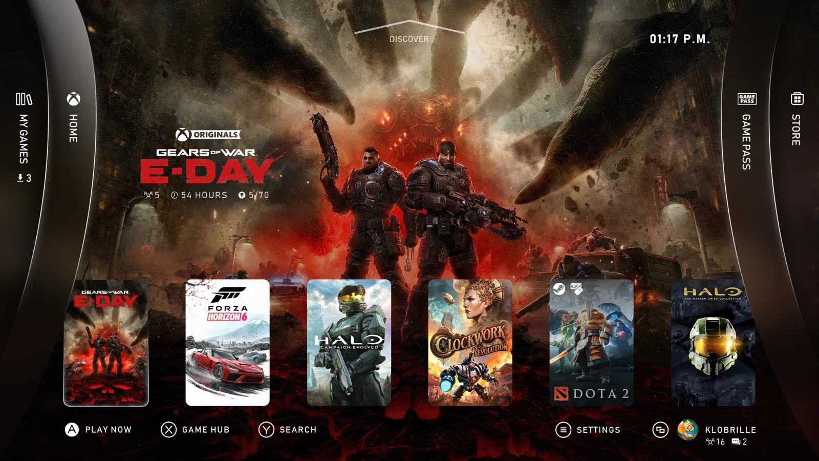 Концепт интерфейса Project Helix в стиле Xbox 360 Blades от Klobrille.