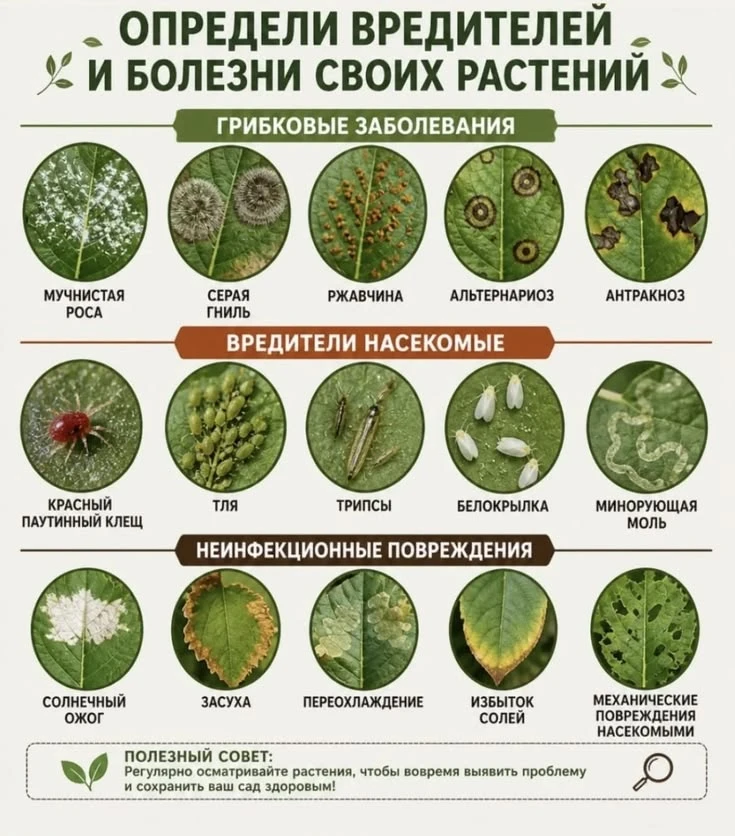 Определение болезней и вредителей по листьям💚