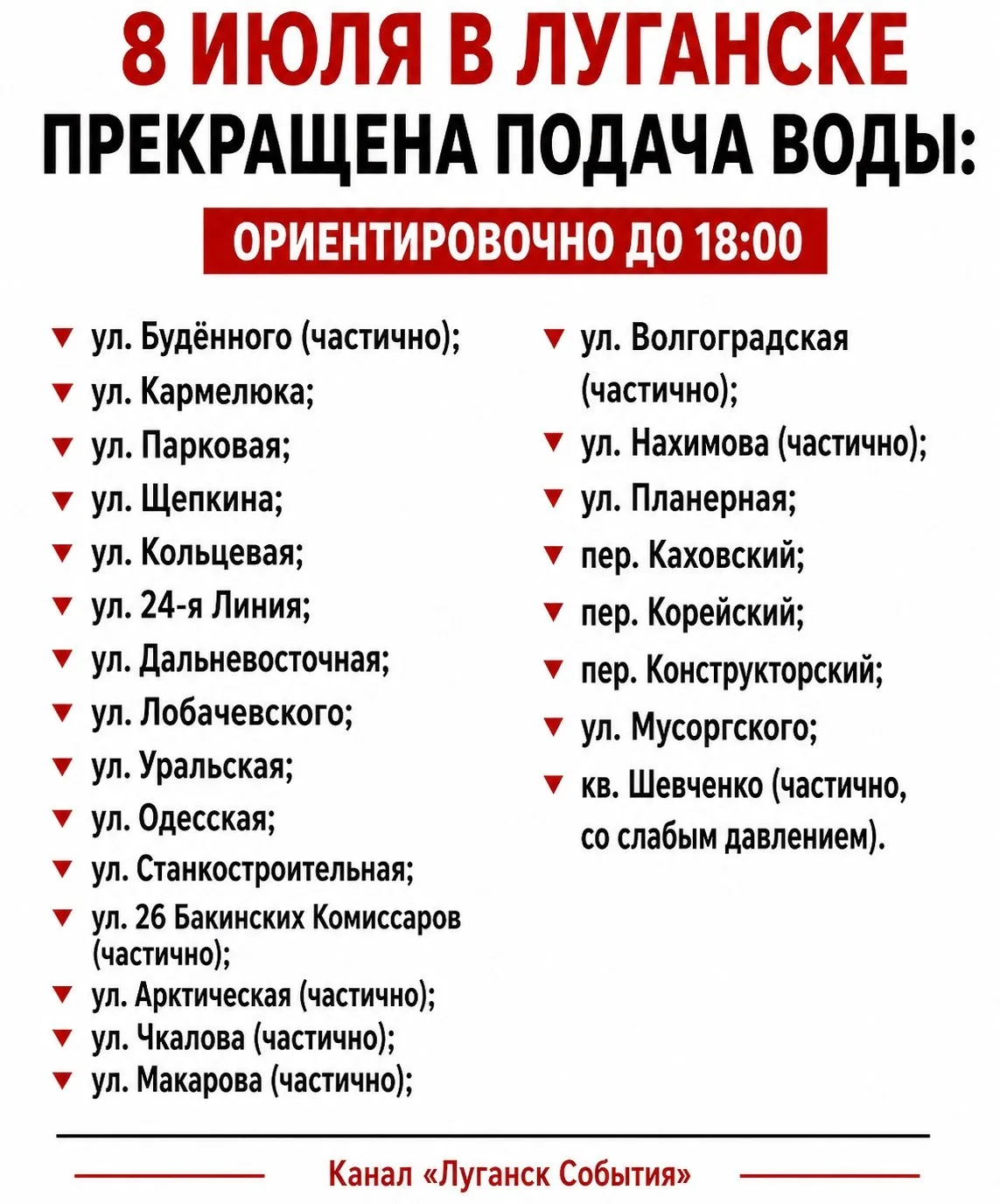 💧 Часть Луганска без воды