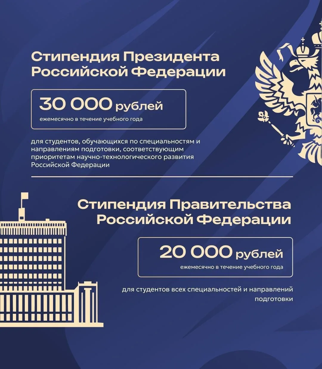 Стипендии Президента РФ и Правительства РФ