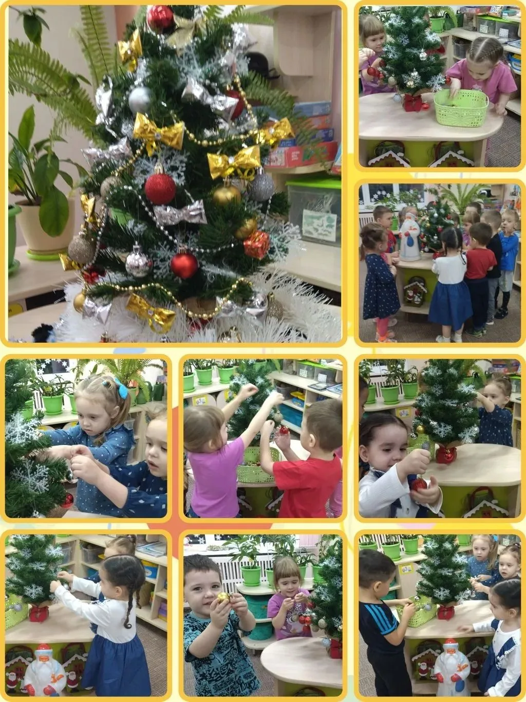 Украшение елочки в группе детей 3-4 лет №2