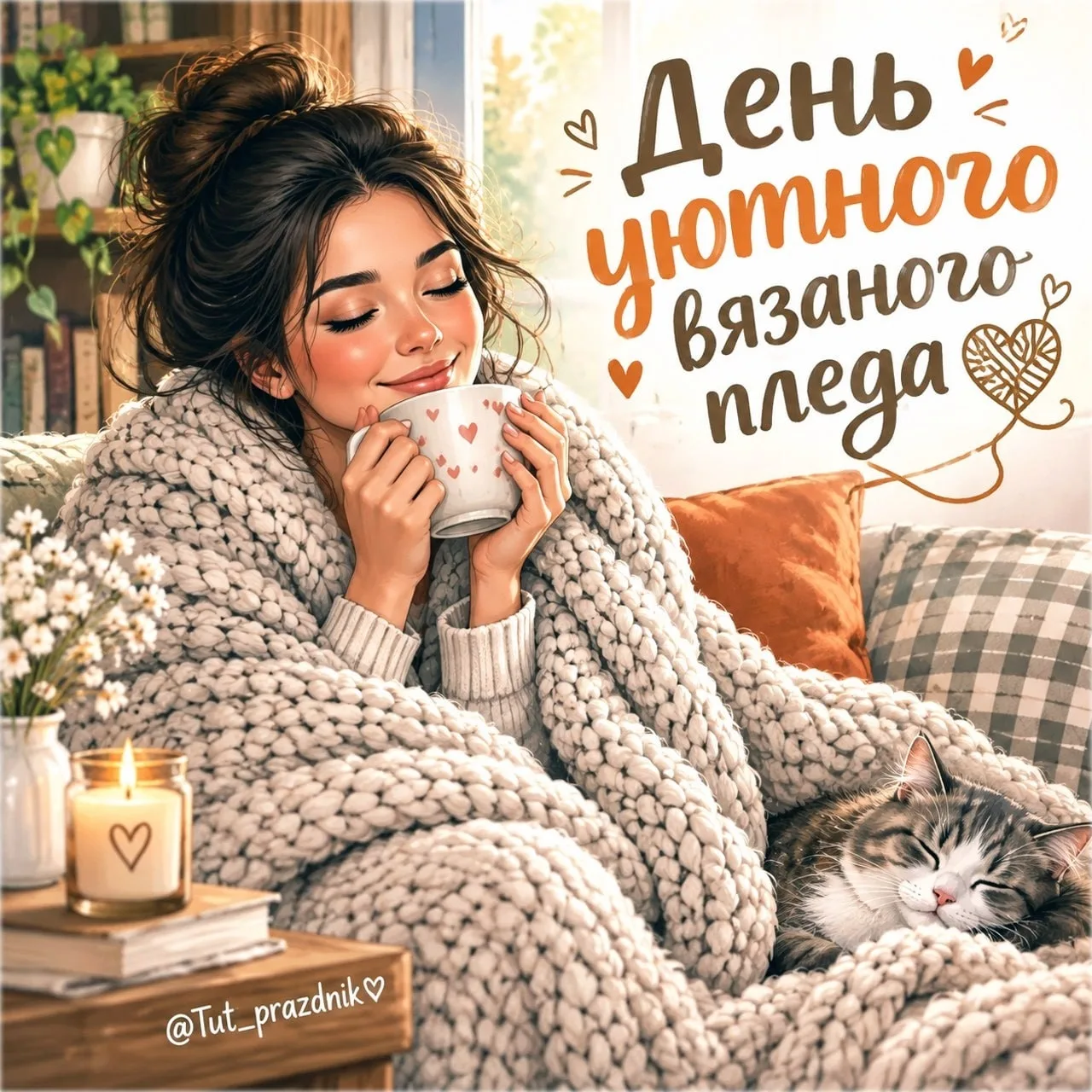 🧶🍂 30 сентября отмечается праздник уютного вязаного пледа ☕️✨