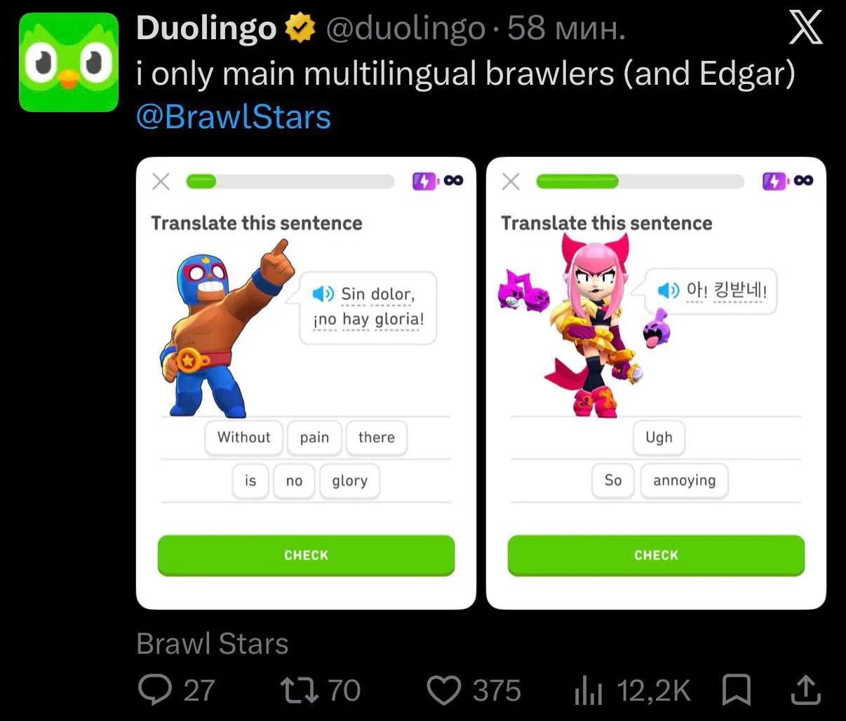 Duolingo о мейн бойцах
